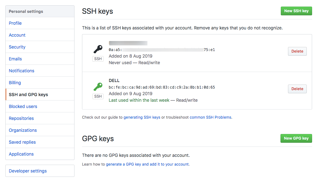 配置SSH key示例